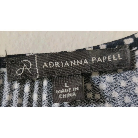 Adrianna Papell Women's Long Sleeve Polka Dot Smock Top Fitted Wrist Size Large - Picture 4 of 6